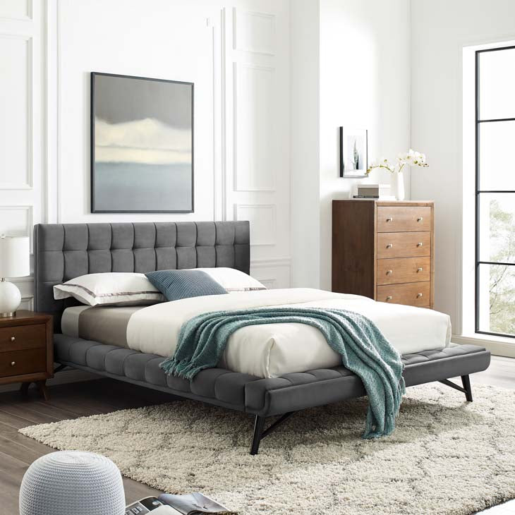 Julia Queen Biscuit Tufted Performance Velvet Platform Bed.