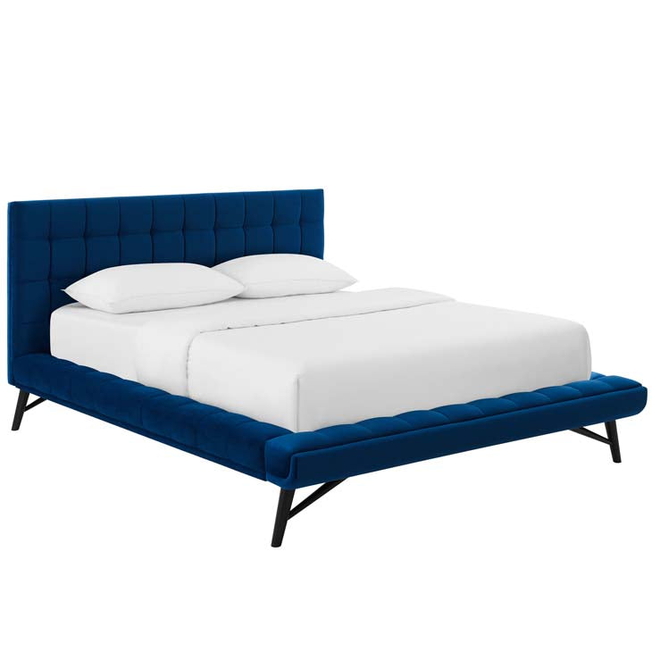 Julia Queen Biscuit Tufted Performance Velvet Platform Bed.