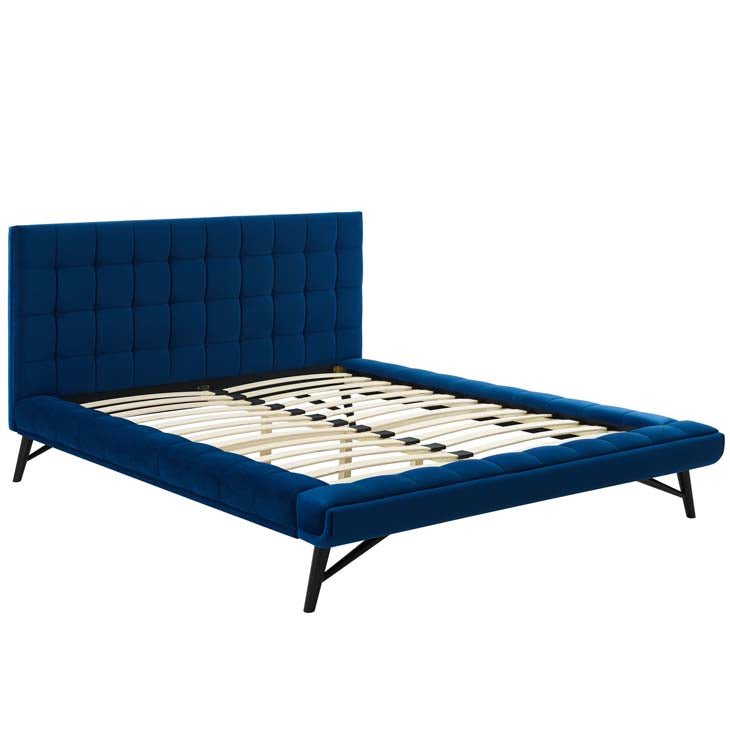 Julia Queen Biscuit Tufted Performance Velvet Platform Bed.