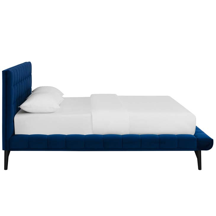 Julia Queen Biscuit Tufted Performance Velvet Platform Bed.
