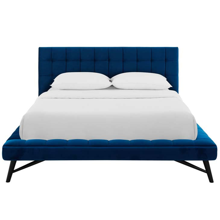 Julia Queen Biscuit Tufted Performance Velvet Platform Bed.
