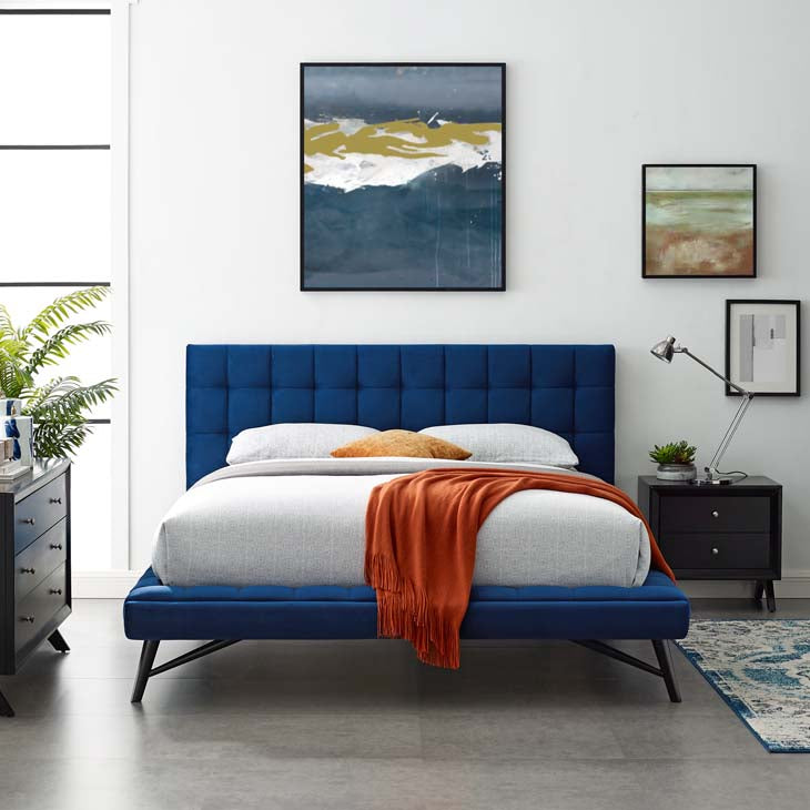 Julia Queen Biscuit Tufted Performance Velvet Platform Bed.