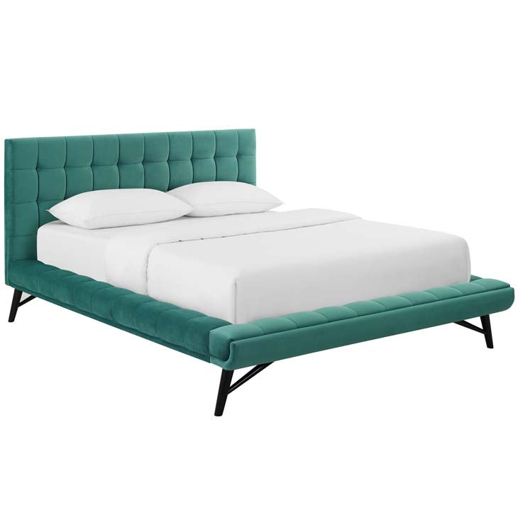 Julia Queen Biscuit Tufted Performance Velvet Platform Bed.