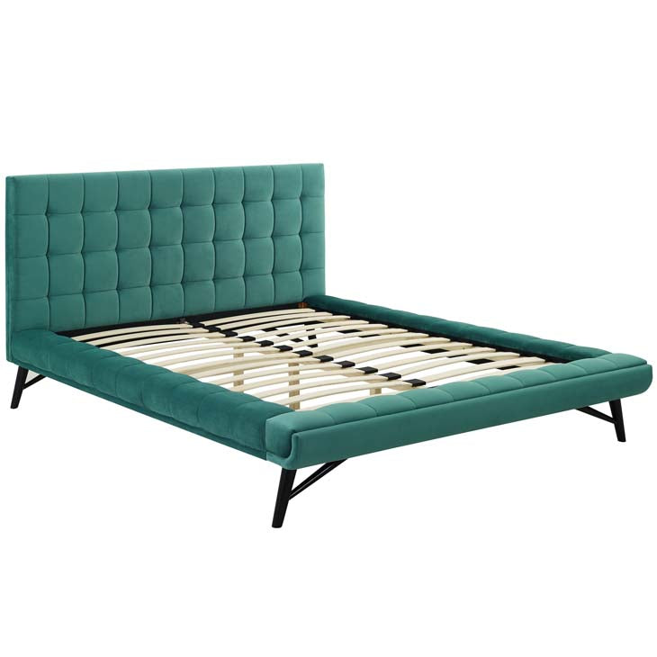 Julia Queen Biscuit Tufted Performance Velvet Platform Bed.