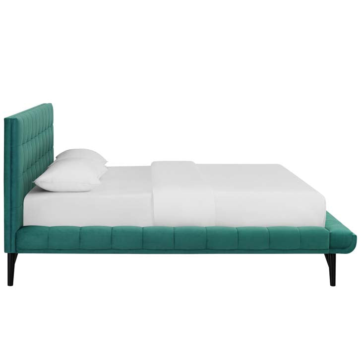 Julia Queen Biscuit Tufted Performance Velvet Platform Bed.