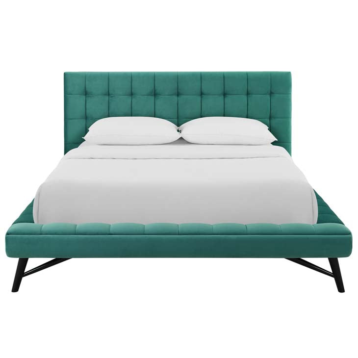 Julia Queen Biscuit Tufted Performance Velvet Platform Bed.