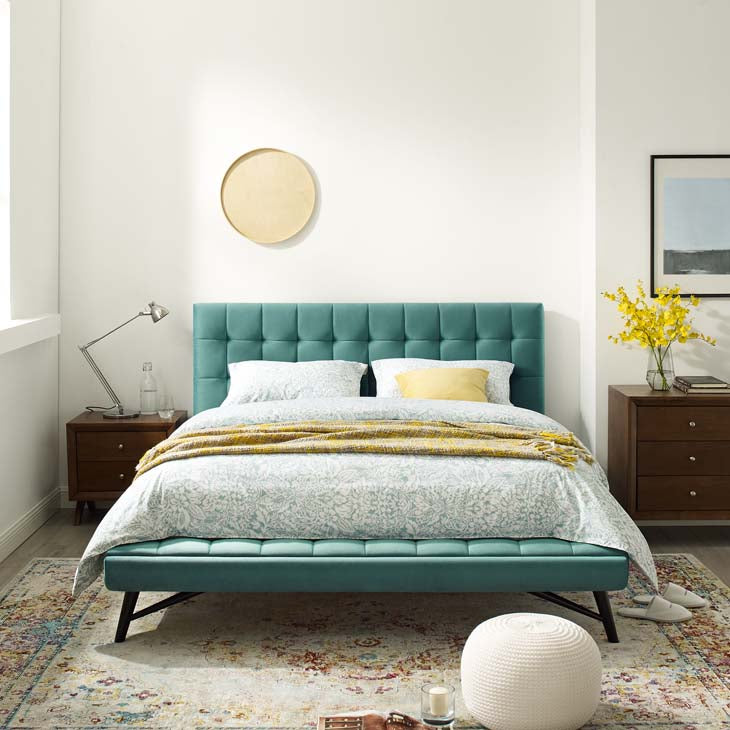 Julia Queen Biscuit Tufted Performance Velvet Platform Bed.