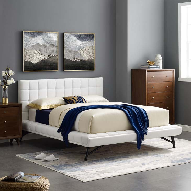Julia Queen Biscuit Tufted Performance Velvet Platform Bed.