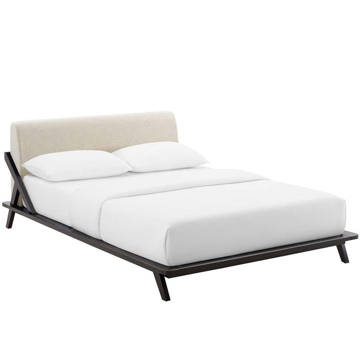 Luella Queen Upholstered Platform Bed in Cappuccino.