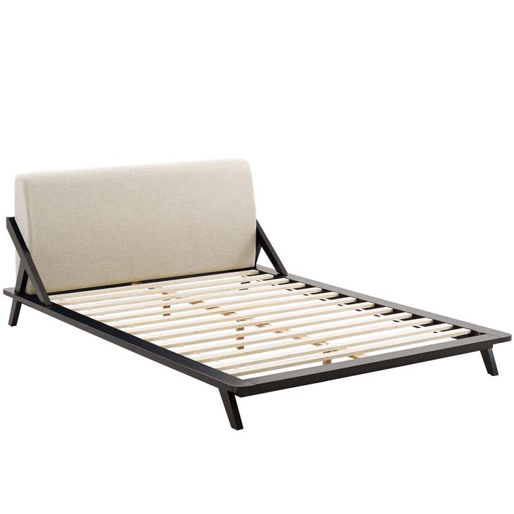 Luella Queen Upholstered Platform Bed in Cappuccino.