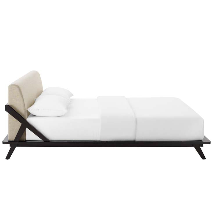 Luella Queen Upholstered Platform Bed in Cappuccino.