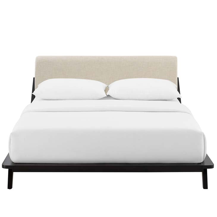 Luella Queen Upholstered Platform Bed in Cappuccino.
