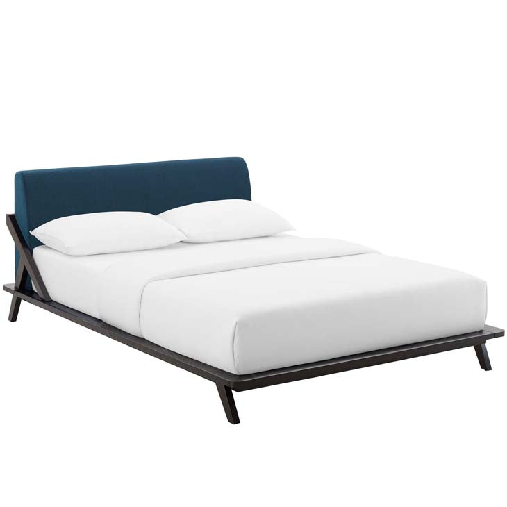 Luella Queen Upholstered Platform Bed in Cappuccino.