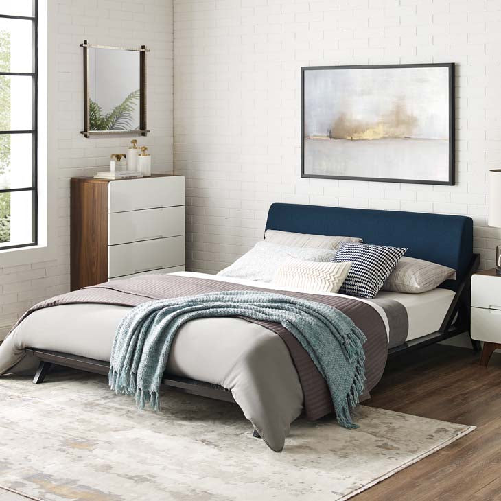 Luella Queen Upholstered Platform Bed in Cappuccino.