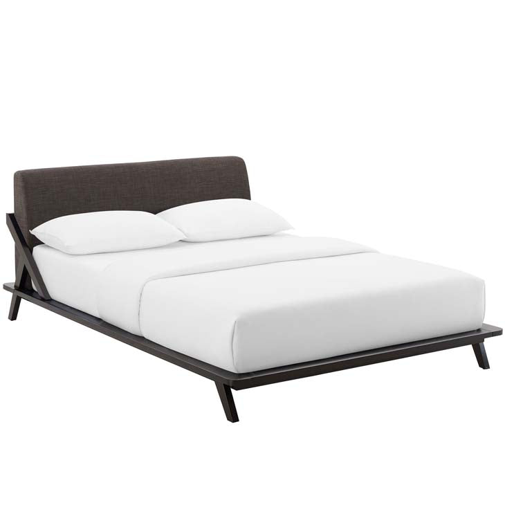 Luella Queen Upholstered Platform Bed in Cappuccino.