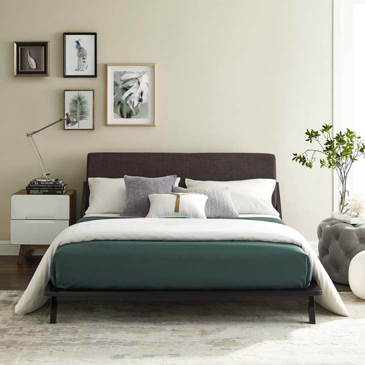 Luella Queen Upholstered Platform Bed in Cappuccino.