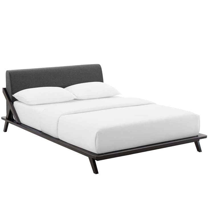 Luella Queen Upholstered Platform Bed in Cappuccino.