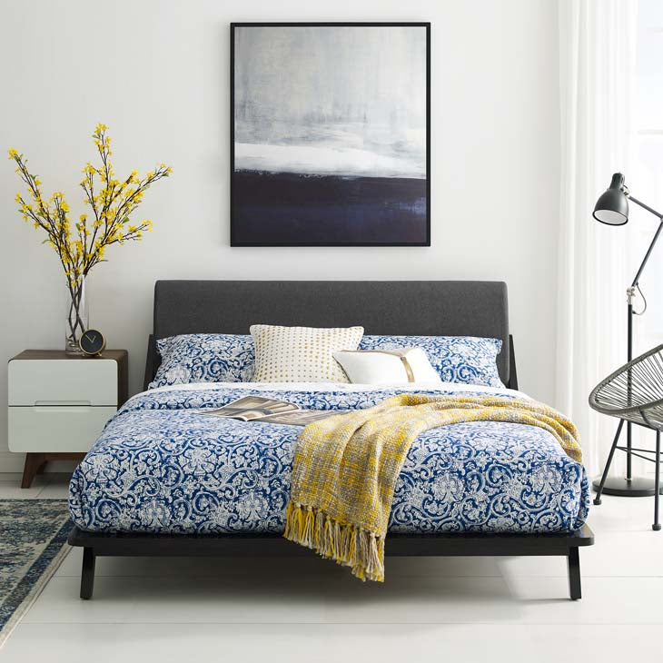 Luella Queen Upholstered Platform Bed in Cappuccino.