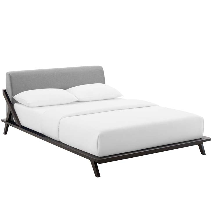 Luella Queen Upholstered Platform Bed in Cappuccino.
