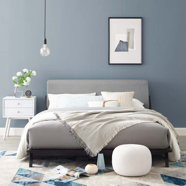 Luella Queen Upholstered Platform Bed in Cappuccino.