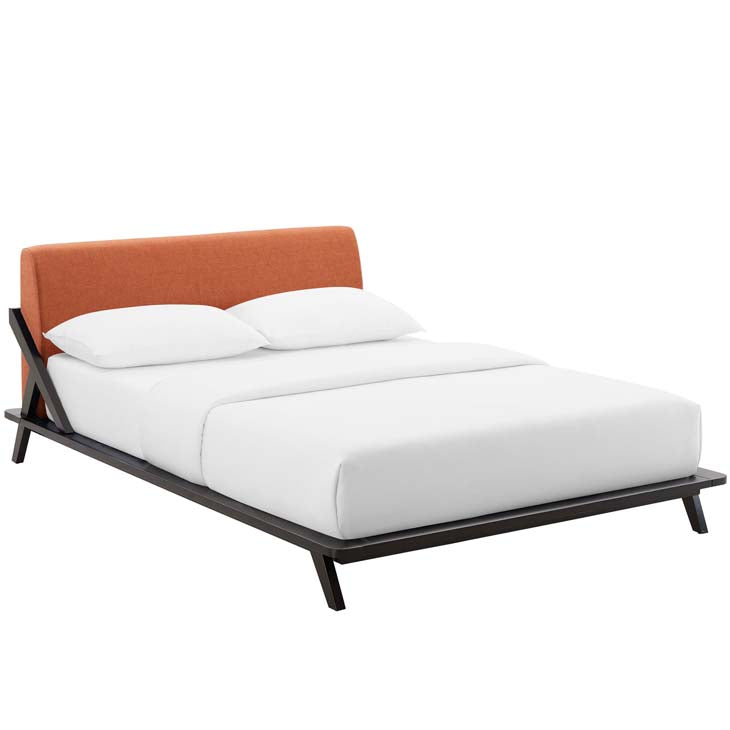 Luella Queen Upholstered Platform Bed in Cappuccino.