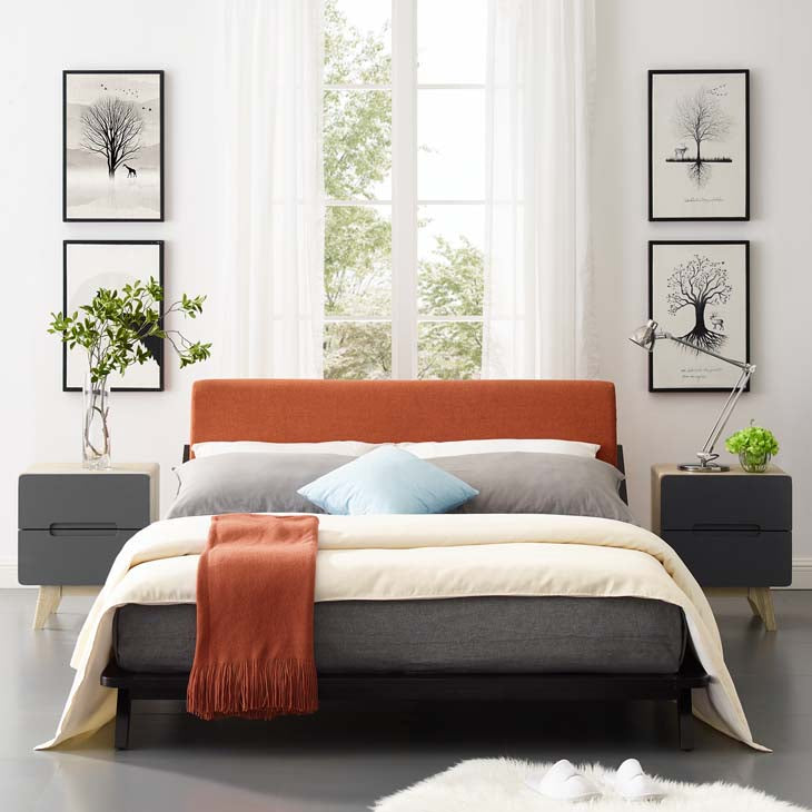 Luella Queen Upholstered Platform Bed in Cappuccino.