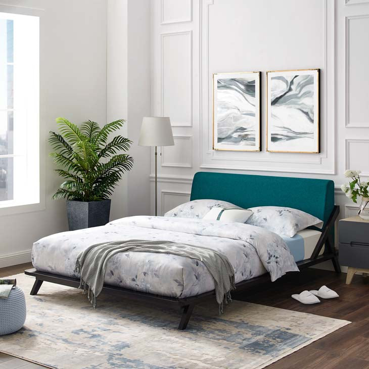 Luella Queen Upholstered Platform Bed in Cappuccino.
