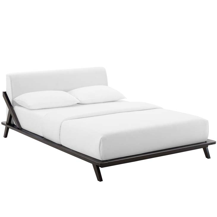 Luella Queen Upholstered Platform Bed in Cappuccino.