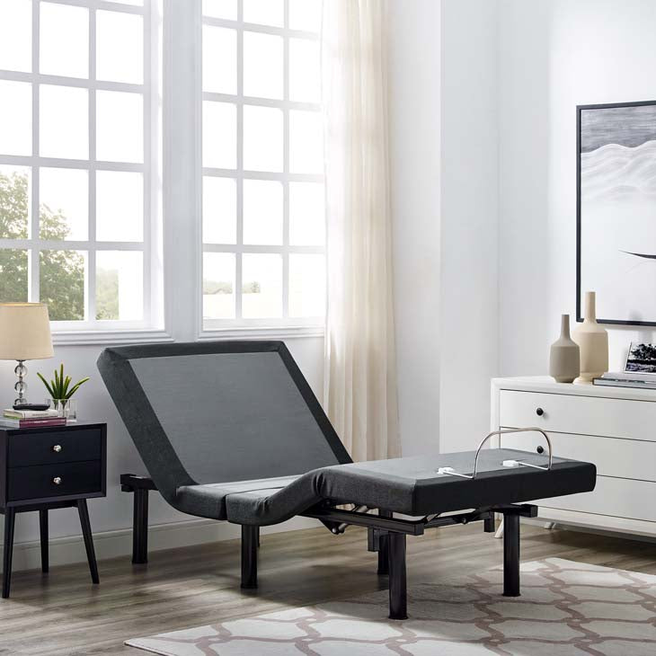 Transform adjustable Twin XL wireless remote bed base in gray.