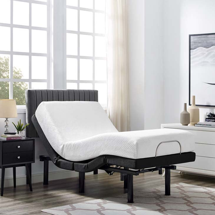 Transform adjustable Twin XL wireless remote bed base in gray.