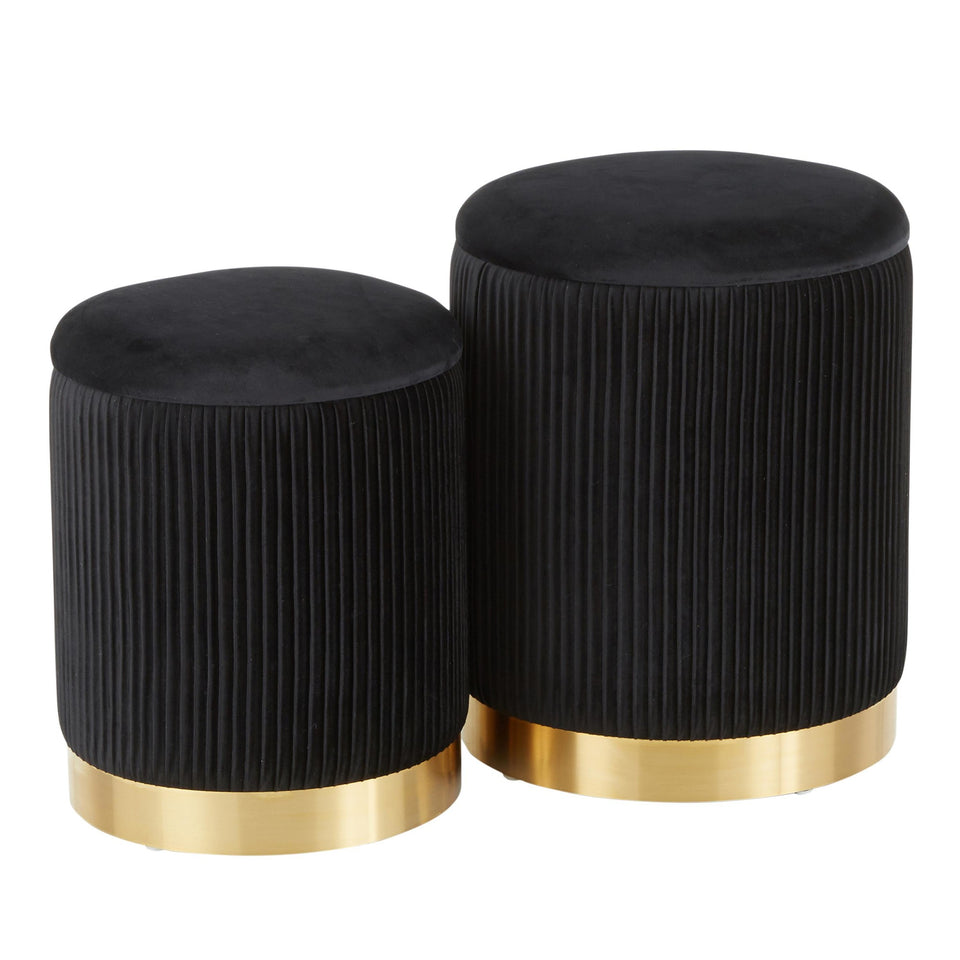 Marla Nesting Pleated Ottoman Set.