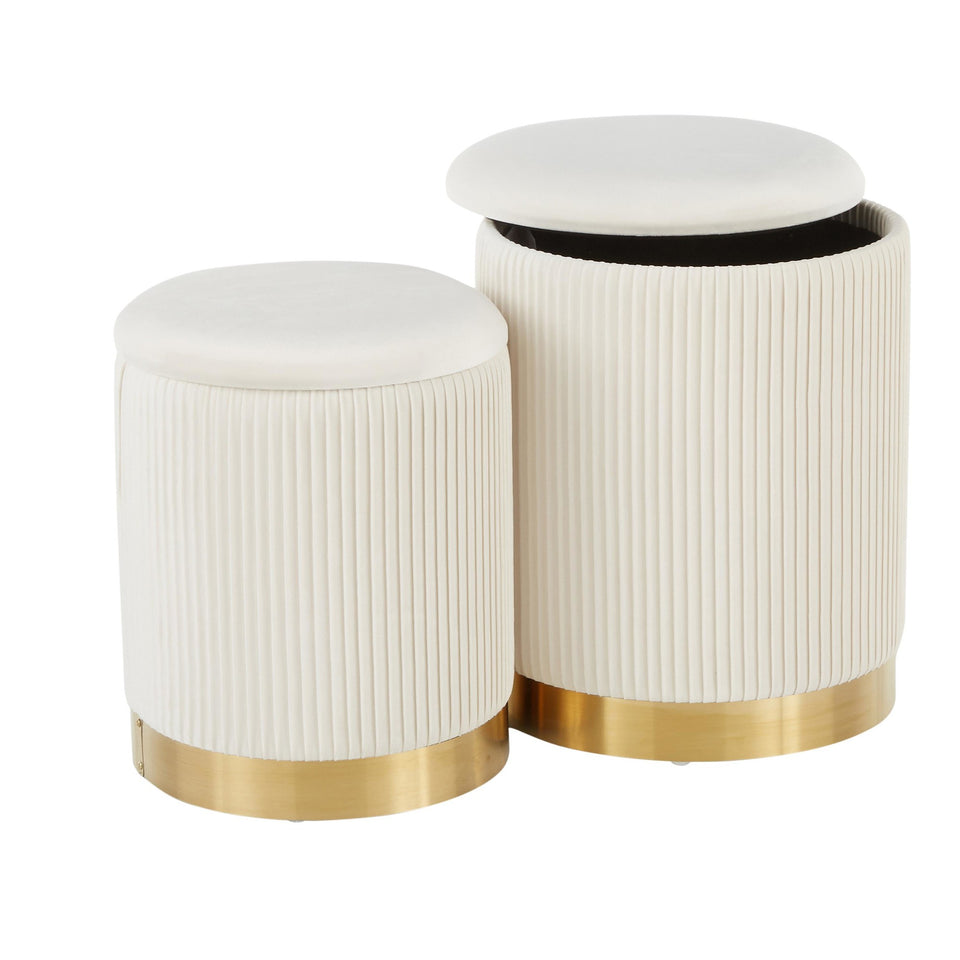 Marla Nesting Pleated Ottoman Set.