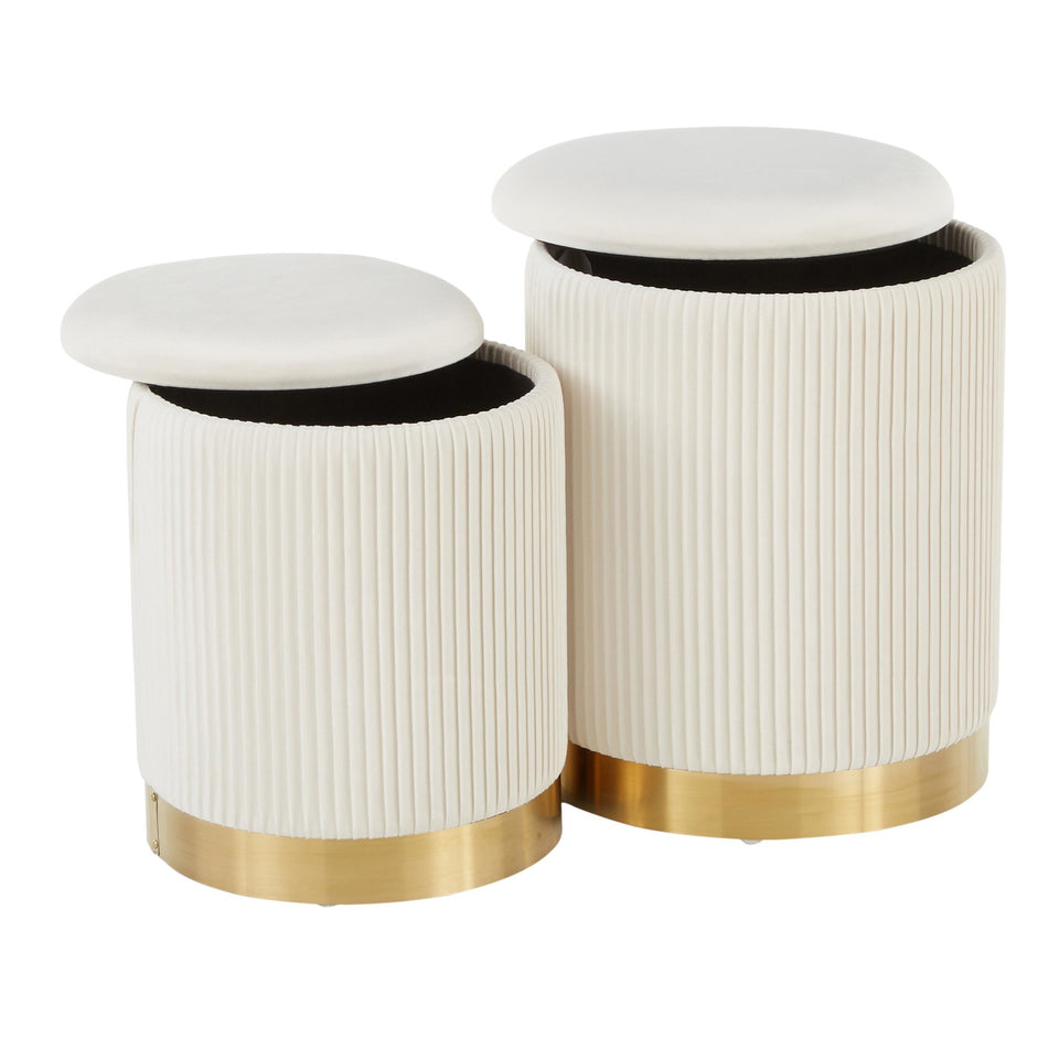 Marla Nesting Pleated Ottoman Set.
