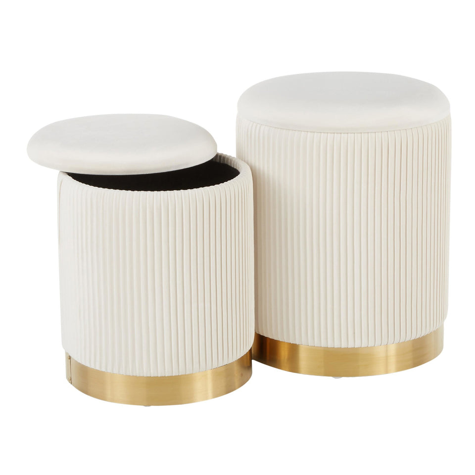 Marla Nesting Pleated Ottoman Set.