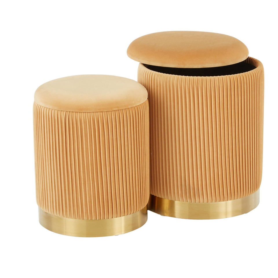 Marla Nesting Pleated Ottoman Set.