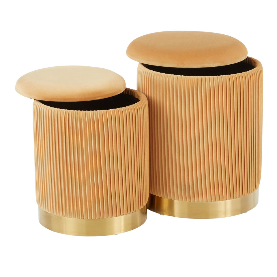 Marla Nesting Pleated Ottoman Set.