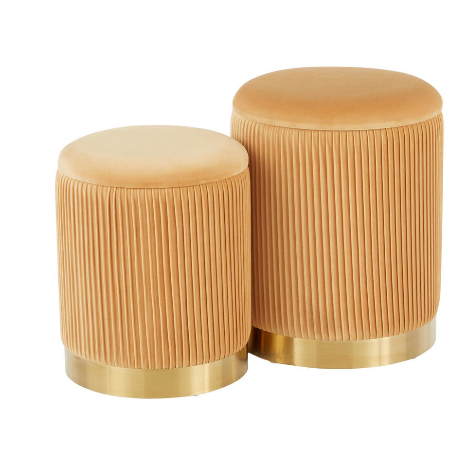Marla Nesting Pleated Ottoman Set.