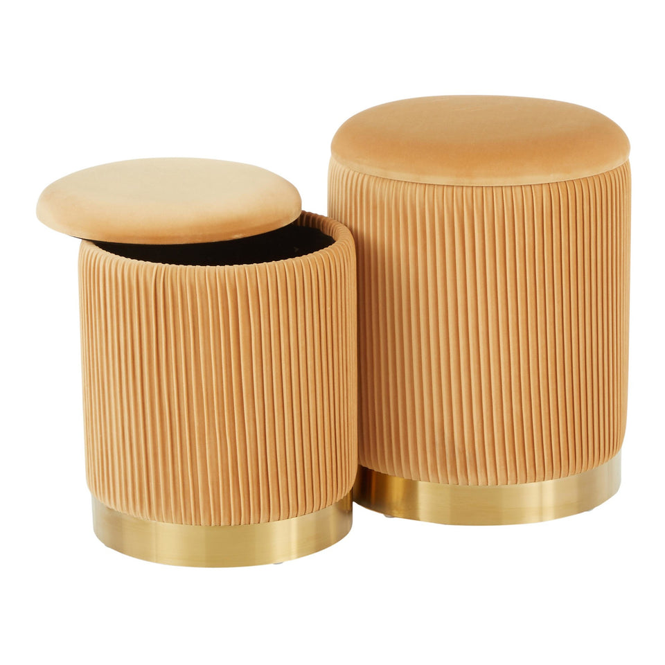 Marla Nesting Pleated Ottoman Set.