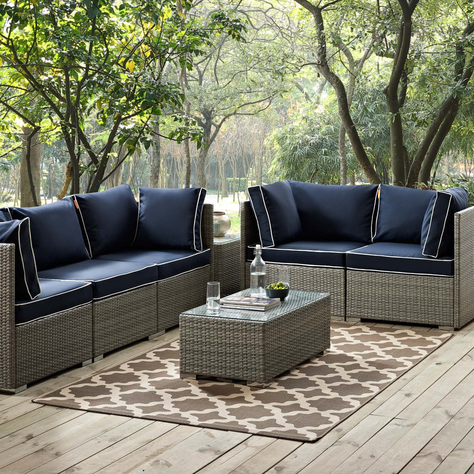 Cerelia Moroccan Trellis Indoor and Outdoor Area Rug in Light and Dark Beige.