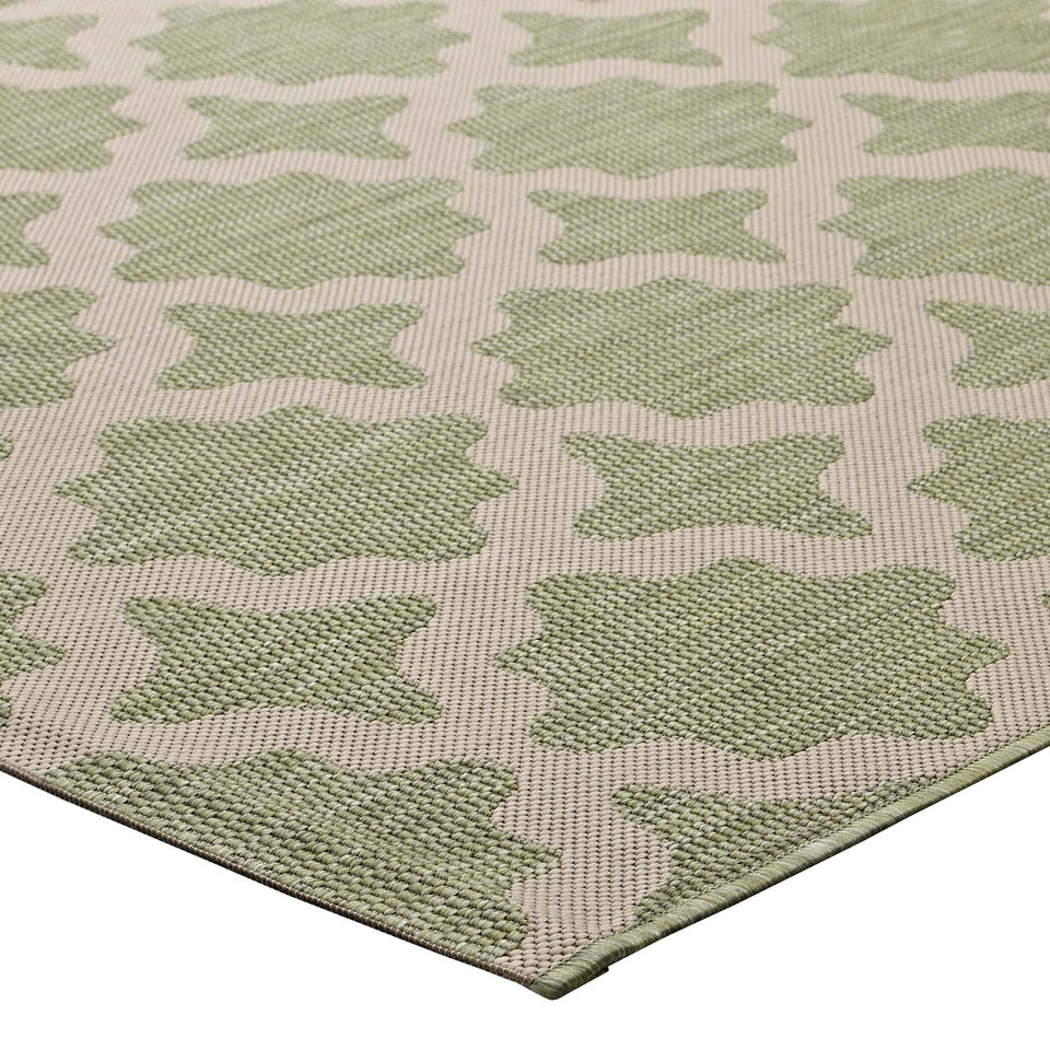 Cerelia Moroccan Trellis Indoor and Outdoor Area Beige and Light Green.