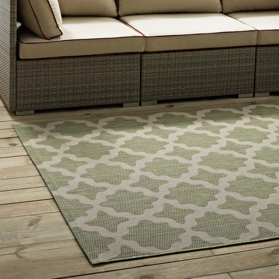 Cerelia Moroccan Trellis Indoor and Outdoor Area Beige and Light Green.