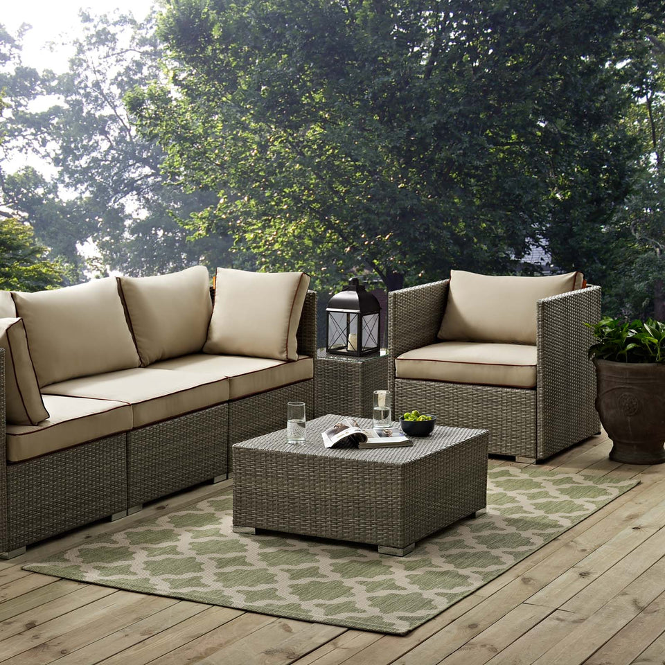 Cerelia Moroccan Trellis Indoor and Outdoor Area Beige and Light Green.