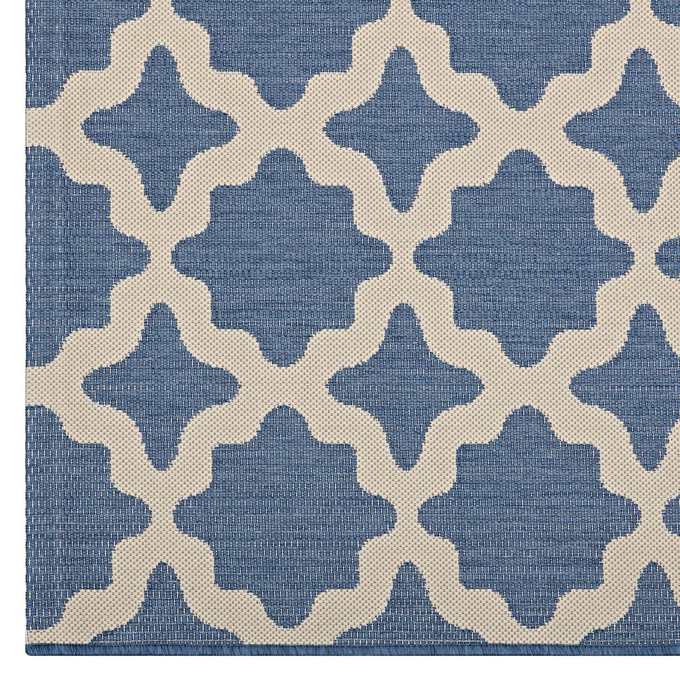 Cerelia Moroccan Trellis Indoor and Outdoor Area Blue and Beige.