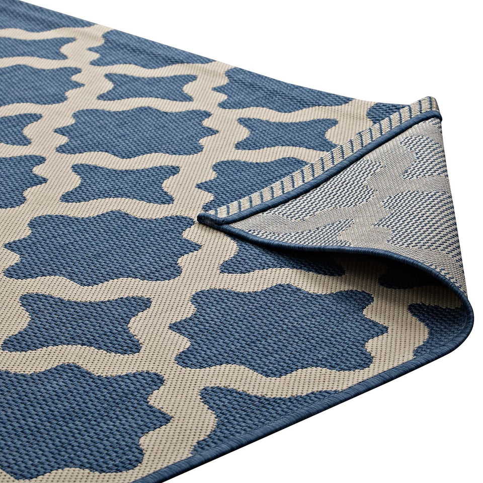Cerelia Moroccan Trellis Indoor and Outdoor Area Blue and Beige.