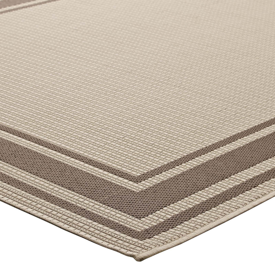 Rim Solid Border Indoor and Outdoor Area Rug in Light and Dark Beige.