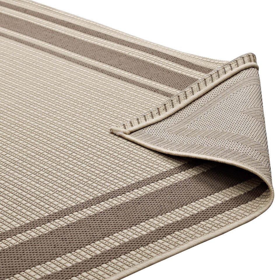 Rim Solid Border Indoor and Outdoor Area Rug in Light and Dark Beige.