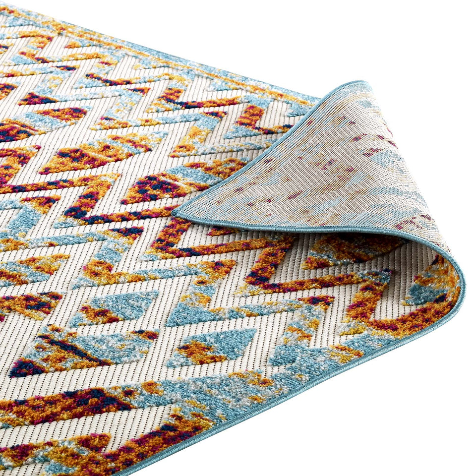Reflect Tamako Diamond and Chevron Moroccan Trellis Indoor / Outdoor Area Rug in Multicolored.