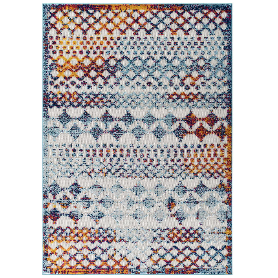 Reflect Giada Abstract Diamond Moroccan Trellis Indoor/Outdoor Area Rug in Multicolored.