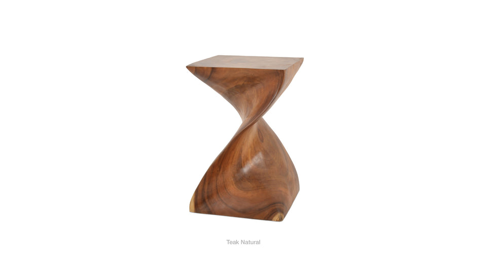 Twist Teak Stool & Side Table Natural Teak Wood
