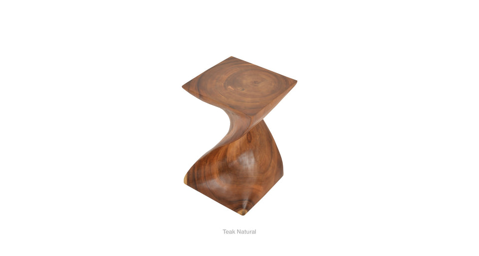 Twist Teak Stool & Side Table Natural Teak Wood